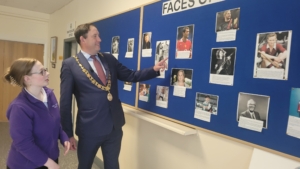 The Lord Mayor of Cork visited the SMA Parish Centre last Thursday to meet with the Knitting group who meet every Monday at 2.30pm.